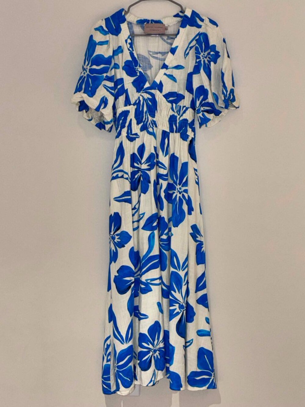 White Closet White and Blue Floral Maxi Dress